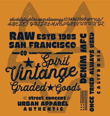 Eski tip yazı tipi tasarımı, el yapımı. Gençlik modasına uygun. Dokulu alfabe. Pop modern ekran vektör harfleri. Grafik şeklinde çizilmiş. Latince karakter numaraları kümesi