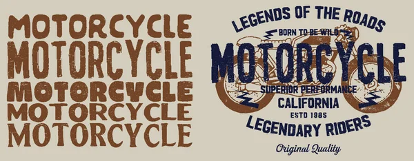 Motorfiets Club Community Logo Design Decoratieve Lettertype Brieven Nummers Symbolen — Stockvector