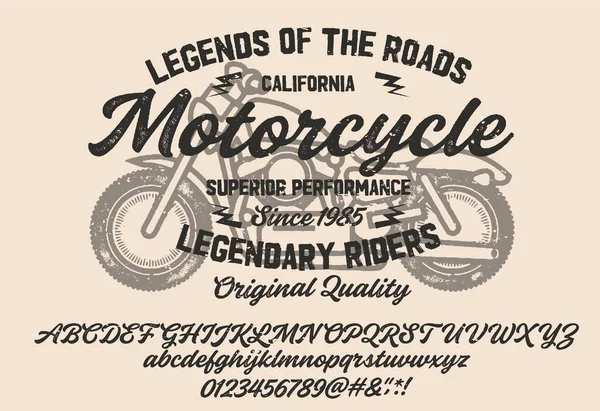 Motorcycle Club Community Logo Design Decorative Vintage Brush Script Lettering — Stock Vector