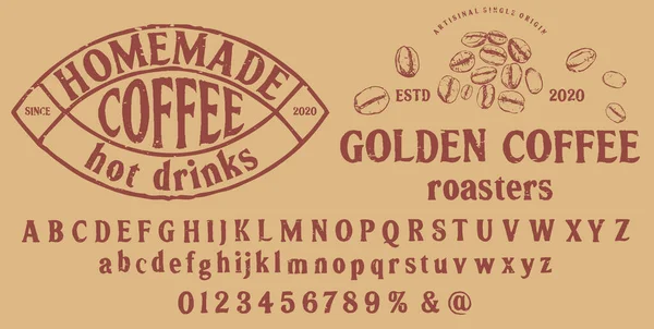 Vintage Font Coffee Illustration Poster Menu Template Cytuj Typografię Filiżanek — Wektor stockowy