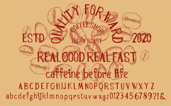 Font Aakkoset Script Typeface Käsityönä Vektori Etiketti Suunnittelu Vanha Style — vektorikuva