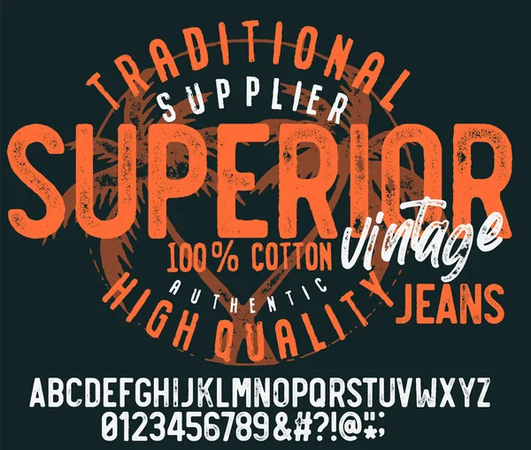 Craft Retro Vintage Typeface Design Youth Fashion Type Textured Alphabet — Stock Vector
