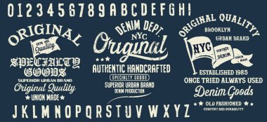 Eski tip yazı tipi tasarımı, el yapımı. Gençlik modasına uygun. Dokulu alfabe. Pop modern ekran vektör harfleri. Grafik şeklinde çizilmiş. Latince karakter sayısı kümesi