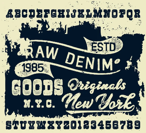 Artesanato Retro Design Tipográfico Vintage Tipo Moda Jovem Alfabeto Texturizado — Vetor de Stock