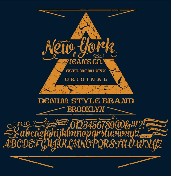 Alfabeto Caligráfico Manuscrito Para Camiseta Indumentaria Vintage Script Cepillo Letras — Vector de stock