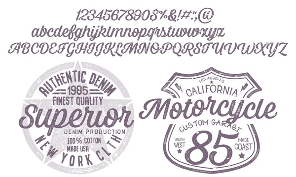 Handgeschreven Kalligrafisch Alfabet Voor Shirt Kleding Vintage Borstel Script Belettering — Stockvector
