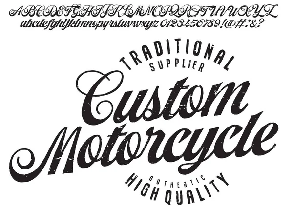 Motorcycle Club Community Logo Design Decorative Vintage Brush Script Lettering — Stock Vector