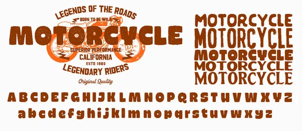 Motorcycle Club Community Logo Design Decorative Font Letters Numbers Symbols — Stock Vector