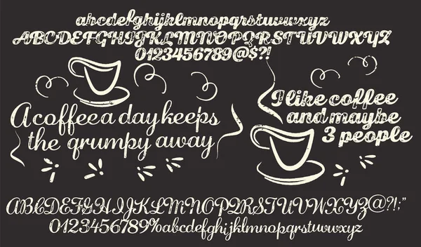 Schrift Alphabet Schrift Handgefertigte Handgeschriebene Vektor Etikettendesign Alten Stile Shadow — Stockvektor