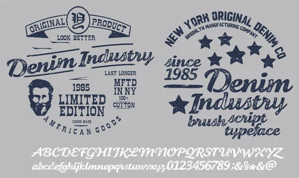 Ręcznie Pisany Alfabet Kaligraficzny Koszulkę Lub Odzież Vintage Pismo Pisma — Wektor stockowy