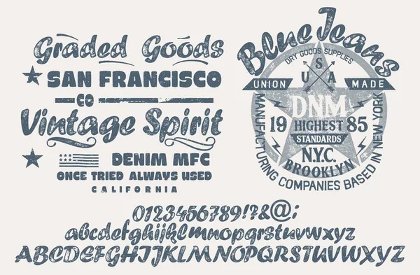 Handgeschreven Kalligrafisch Alfabet Voor Shirt Kleding Vintage Borstel Script Belettering — Stockvector