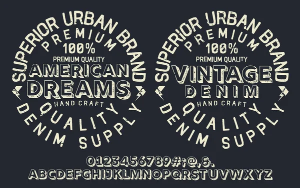 Diseño Tipografía Vintage Retro Artesanal Tipo Moda Juvenil Alfabeto Texturizado — Vector de stock