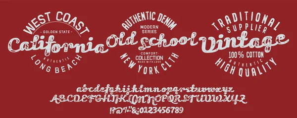 Originele Vintage Denim Print Voor Shirt Kleding Old School Vectorgrafiek — Stockvector