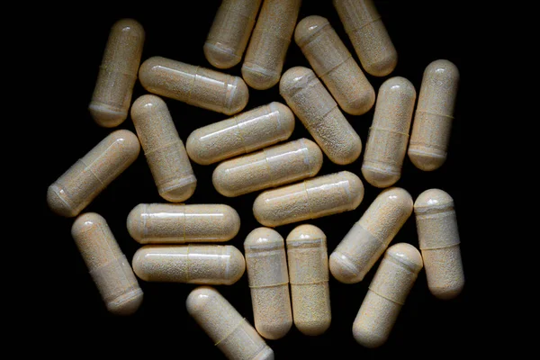 Complex Pills Dark Background Biologically Active Supplements — Stock Photo, Image