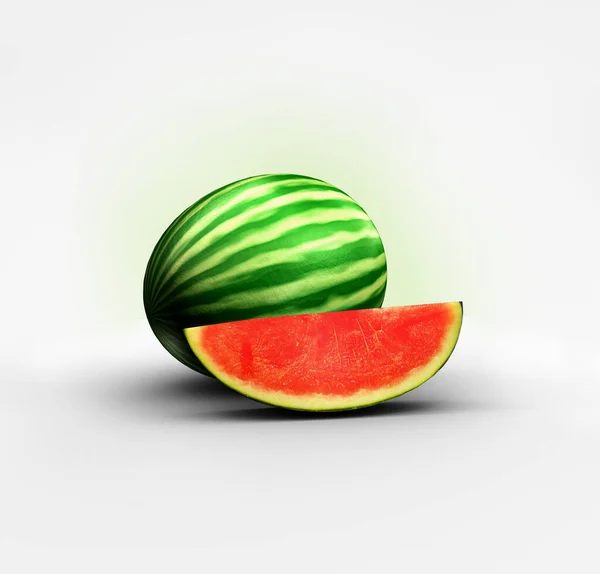 Watermelon on a white background. Minimal style 3D illustration