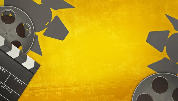 Film konsepti, arka plan kompozisyonu. Kendi başlıklarınızı eklemek için kopyalama alanı olan bir model