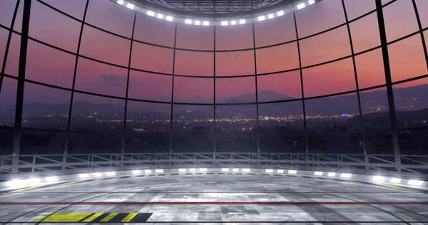 Spot ışıklarıyla VR dizisinin arka planı. Sanal izleme sistemi için ideal, yeşil ekranlı. (3D görüntüleme)