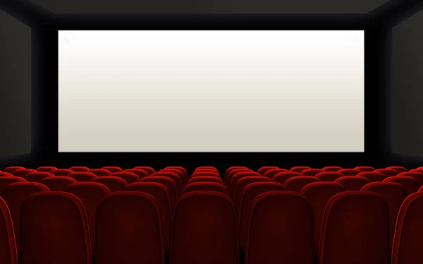 Empty Movie Theater Red Seats End Blank Screen Add Your — Stock Photo, Image