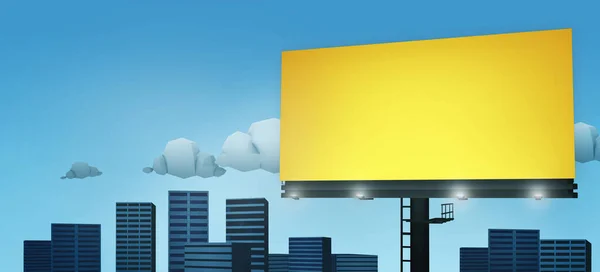 Empty billboard on a minimal, graphic design city. A 3D low polygon, cartoon style rendering