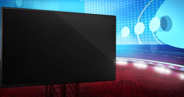 Televizyon programları ya da reklamlar için büyük boş monitörlü sanal gerçeklik stüdyosu. Yeşil ekranlı VR izleme sistemi için ideal. (3D görüntüleme)