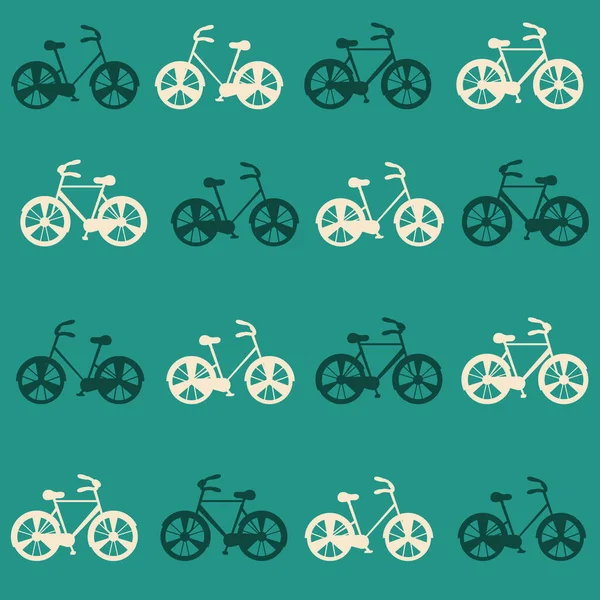 Vector Bicycle Weekend Illustration, nahtloses Muster, mit Luftballons, Blumen, Rädern, Pastell und Farben — Stockvektor