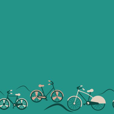 Vektör Bisiklet Hafta sonu illüstrasyonu, kusursuz desen, yeşil pastel iz