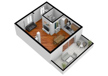 3D çizim kat planı. Yer planlayıcı.