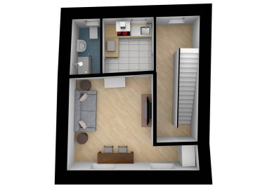 3D çizim kat planı. Yer planlayıcı.