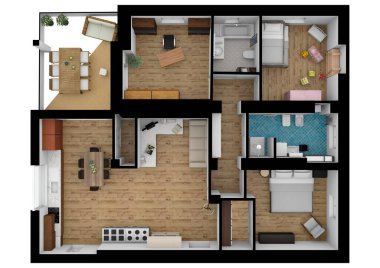 3D çizim kat planı. Yer planlayıcı.