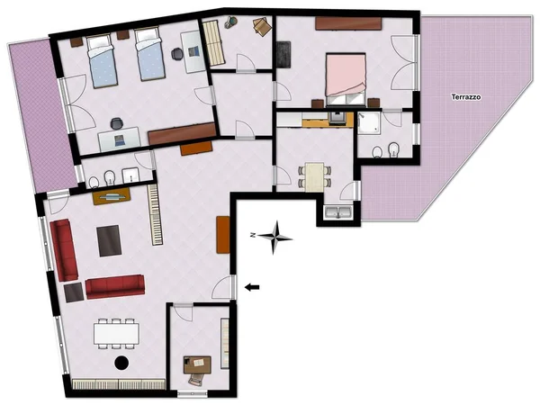 Çizim katı planı. 2D kat planı.