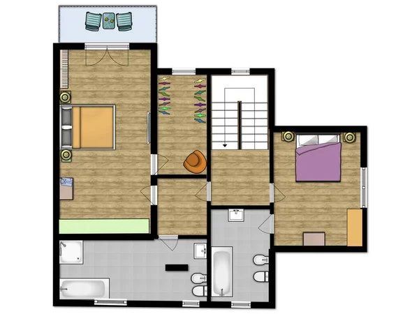 Çizim katı planı. 2D kat planı.