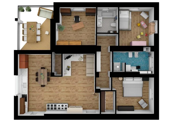 3D çizim kat planı. Yer planlayıcı.