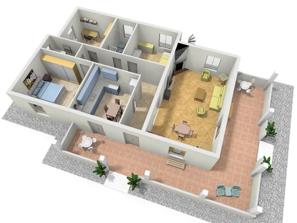 3D çizim kat planı. Yer planlayıcı.