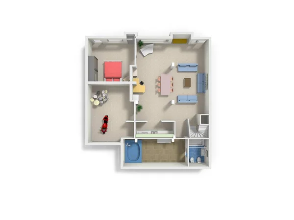 3D çizim kat planı. Yer planlayıcı.