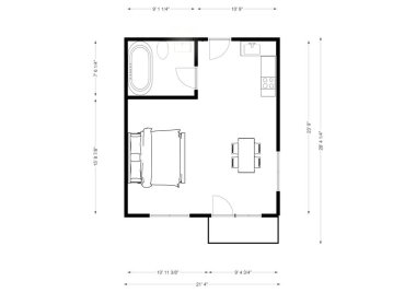 2D kat planı. Siyah ve beyaz kat planı. Kat planı.