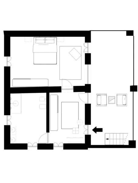 Tweede Plattegrond Plattegrond Zwart Wit Plattegrond — Stockfoto