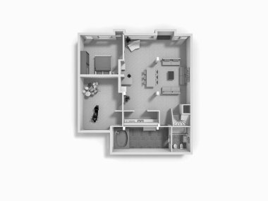 3d plan üst görünümü.