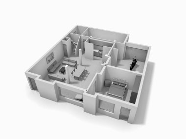 3d plan üst görünümü.