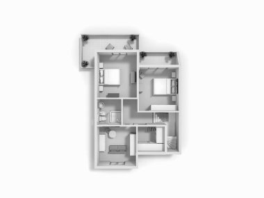 3d plan üst görünümü.