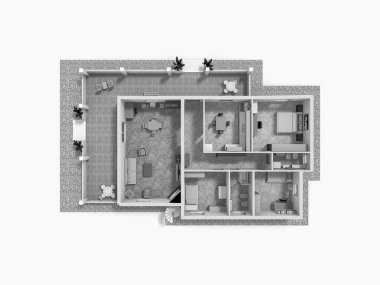 3d plan üst görünümü.