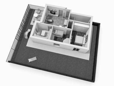 3d plan üst görünümü.