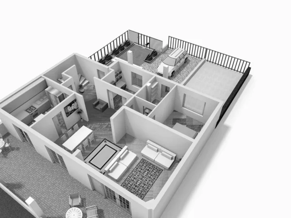 3d plan üst görünümü.