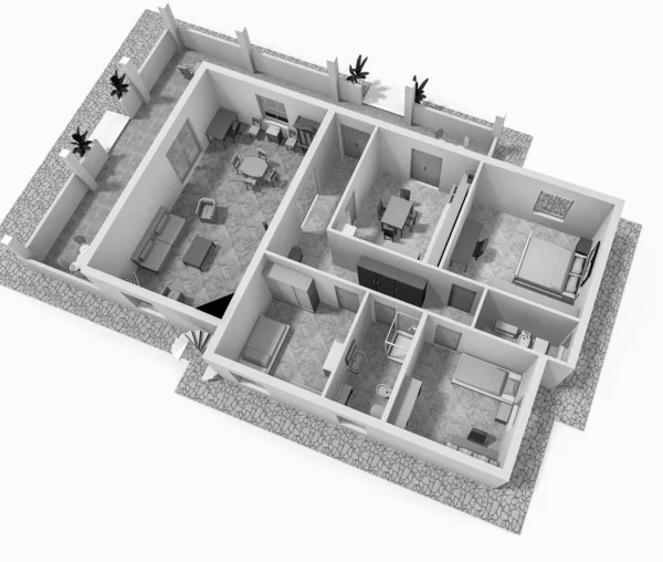 3d plan üst görünümü.