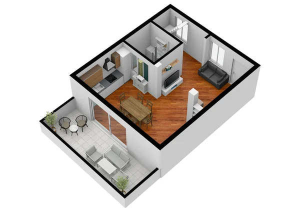 Interieur Ontwerp Illustratie Plattegrond Plattegrond Afbeelding Plattegrond — Stockfoto