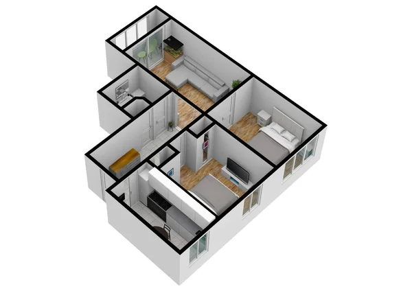 İç tasarım çizimi. Kat planı. Kat planı. Çizim katı planı..
