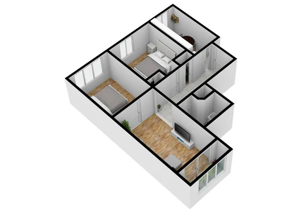 Ev planı çizimi, 3D çizim. 3D kat planı. 3D çizim kat planı. Emlak için kat planları. Pazarlama için renk tabanı planı.