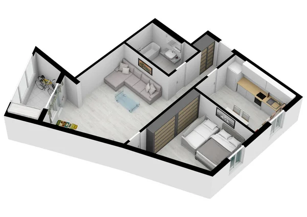 План Будинку Ескіз Інтер Єру Ілюстрація Floor Plan Top View — стокове фото