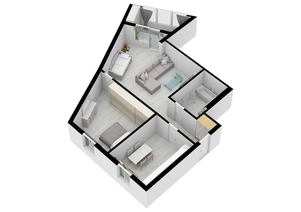 План Будинку Ескіз Інтер Єру Ілюстрація Floor Plan Top View — стокове фото