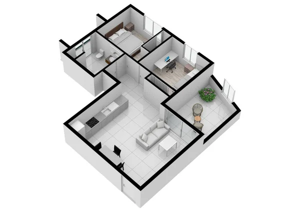 Emlak için 3D kat planı. Kat planı. Ev planı. İç plan.