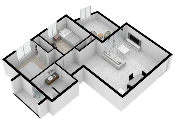 Трехэтажный План Недвижимости План Этажа Домашний План План Интерьера — стоковое фото